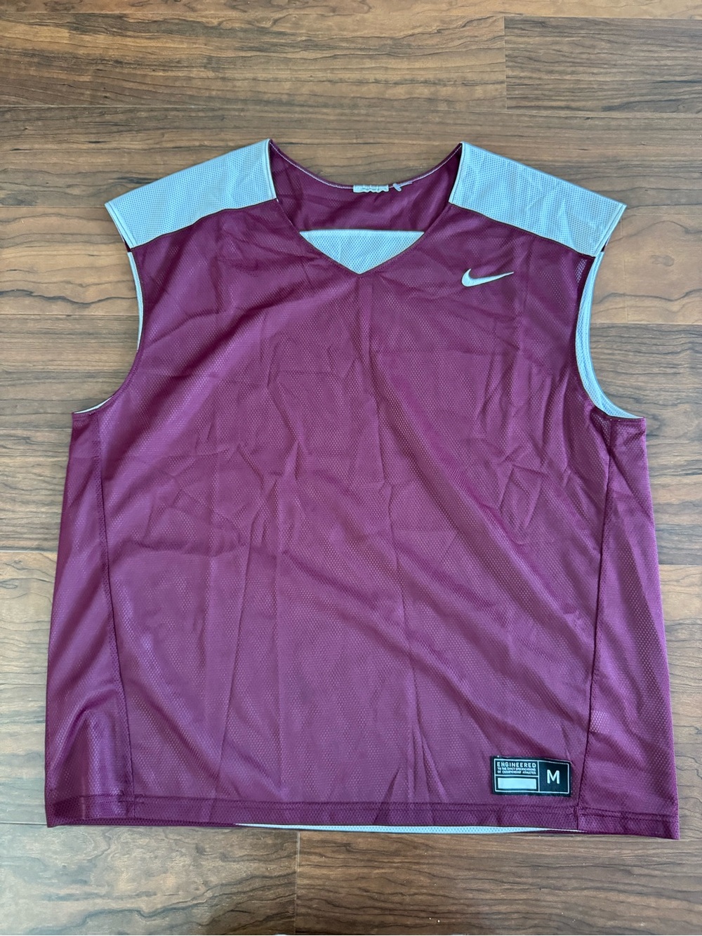 Nike Men’s Reversible Maroon and White Sleeveless Mesh Training Jersey